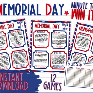 Memorial Day Minute to Win It | Memorial Day Game | Memorial Day Party Games | Minute to Win It | Printable Games | Minute Games | Teens