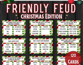 Juego de mesa navideño amistoso / Juego de mesa navideño familiar / Juegos navideños imprimibles / Juego para fiestas navideñas / Juego de mesa navideño / Incluye 120 tarjetas