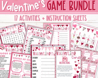 Valentines Day Printable Games | Valentines Party Games | Valentines Classroom Games | Valentines Game Bundle | Valentines Games for Kids