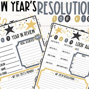 Near Year&#39;s Eve Kids Resolutions | Printable New Year Games | New Year&#39;s Eve Games | Kids year in Review | Printable Kids Resolutions | NYE