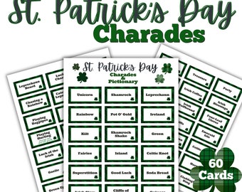 St Patricks Day Charades | Printable Charades Game | St Pattys | Pictionary | St Patrick's Party Game | Kids | St Paddys Game | Classroom