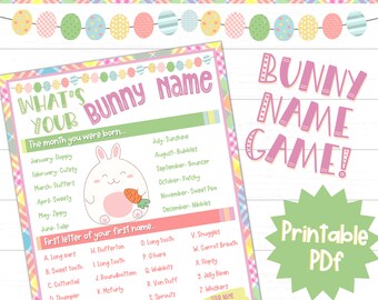 What's Your Bunny Name | Printable Bunny Name Game | Kids Easter Activities | Easter | Kids Easter Games | Printable Easter Games | Bunny