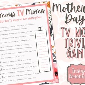 Mother's Day Famous TV Mom Game | Printable Mother's Day Game | Mother ...