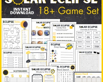 Solar Eclipse Games | Eclipse 2024 | Eclipse Party | Game for Kids | Classroom | 2024 Solar Eclipse Activities | Family | Printable Activity