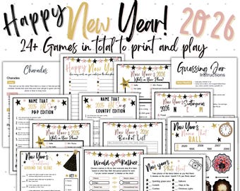 Juegos de Nochevieja / Juegos imprimibles de Año Nuevo / Juegos de fiesta de Nochevieja / Juegos para adultos / Juegos para beber / Nochevieja / Juegos imprimibles de Nochevieja