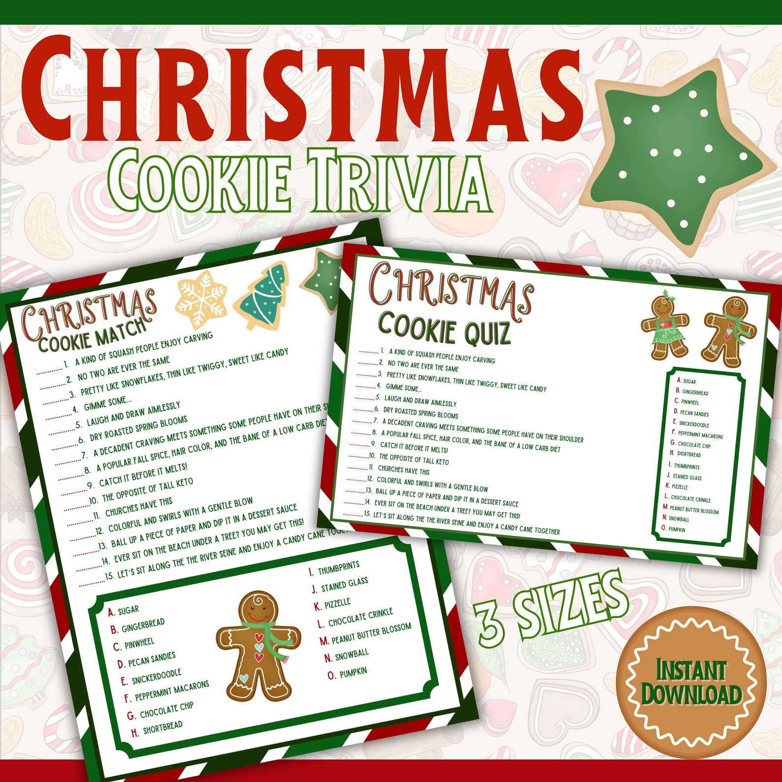 Christmas Trivia Printable Game Cookie Exchange Game Christmas Party ...