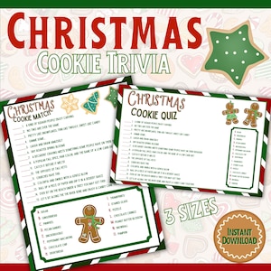 Christmas Cookies, Christmas Cookie Game, Cookie Exchange, Christmas Cookie Quiz, Baker Gift, Printable Christmas Trivia Game, Gingerbread