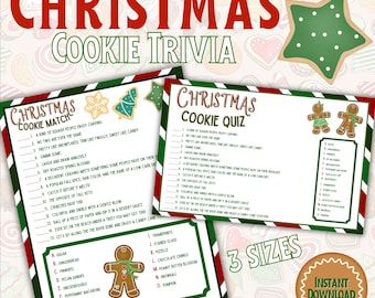 Christmas Trivia Printable Game | Cookie Exchange Game | Christmas Party Games | Cookie Quiz | Holiday Party Games | Christmas Placemats