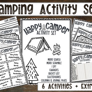 Camping Games, Camping Activities, Printable Camping Games, Campfire Games, Kids Camp games, Camping activities for kids and adults,