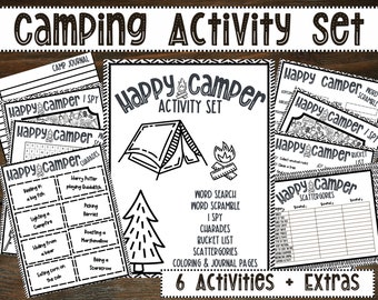 Camping Games, Camping Activities, Printable Camping Games, Campfire Games, Kids Camp games, Camping activities for kids and adults,