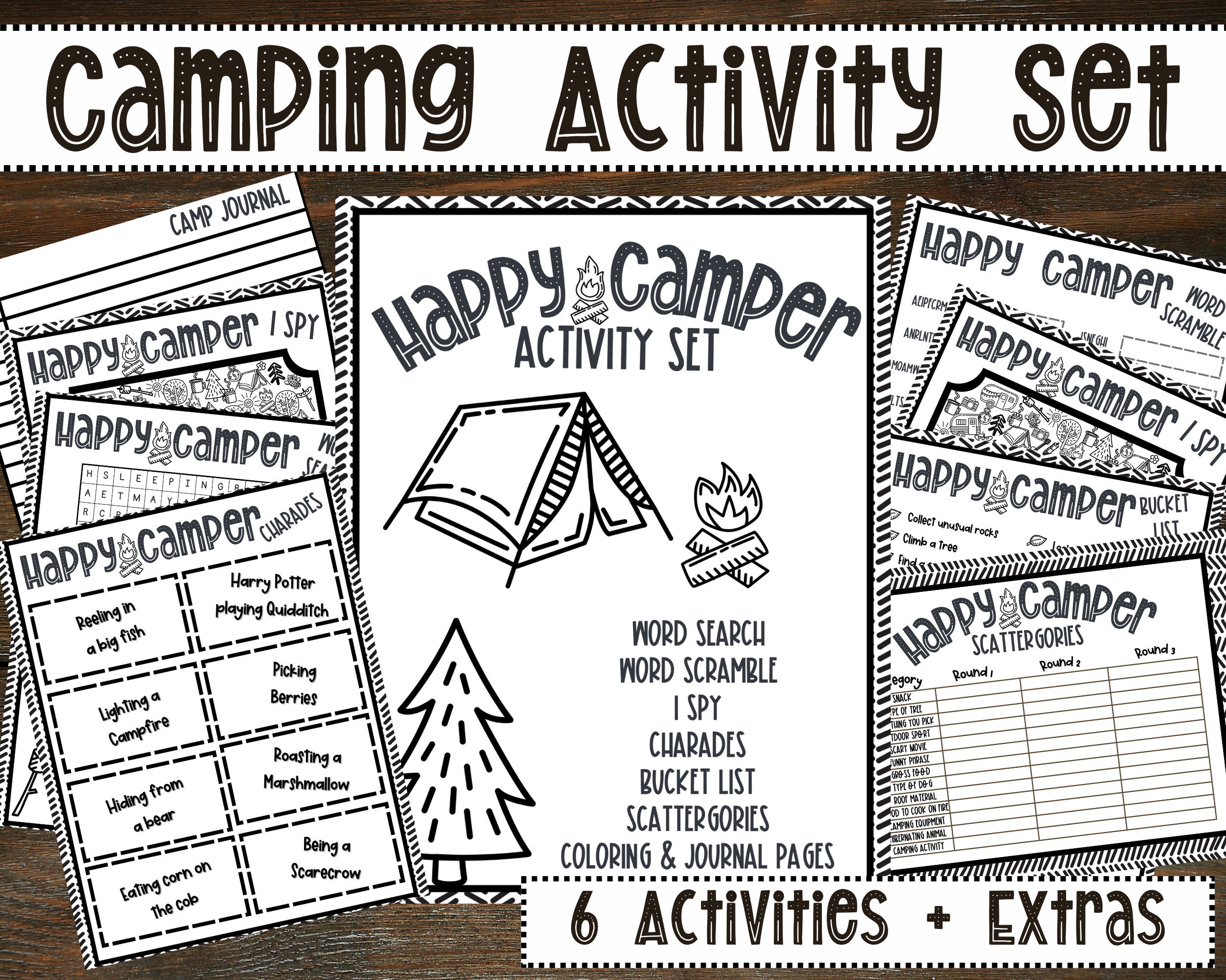 Camping Games, Camping Activities, Printable Camping Games, Campfire