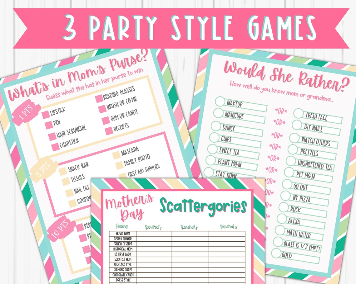 Mother's Day Games | Printable Mother's Day Game Bundle | Party Games ...