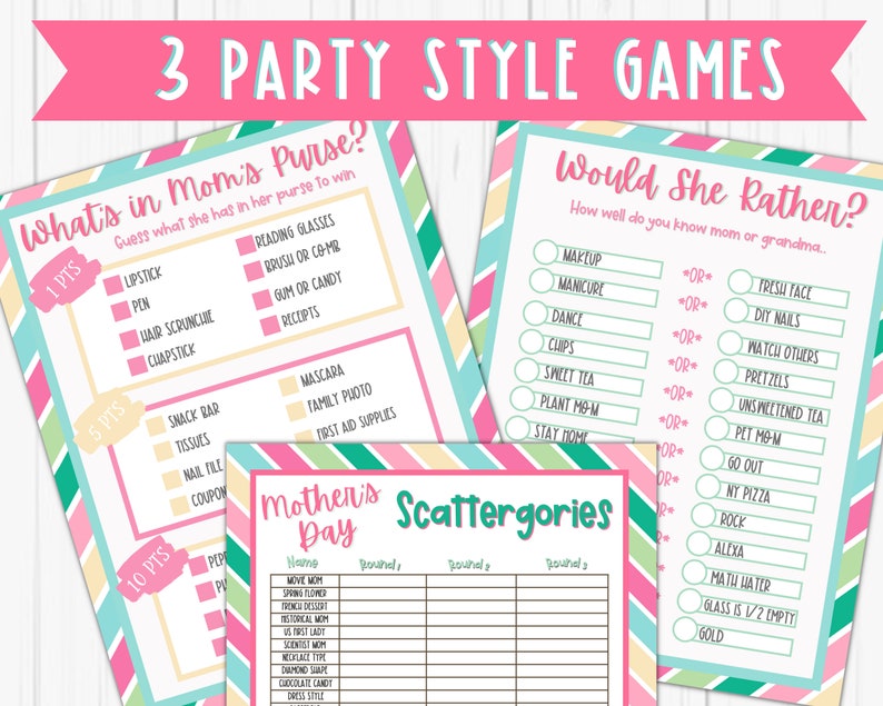Mother's Day Games | Printable Mother's Day Game Bundle | Party Games ...