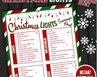 Christmas Scavenger Hunt | Christmas Lights Game | Christmas Party Game | Christmas | Holiday Party Games | Christmas Games Printable | Kids