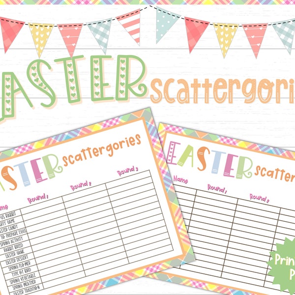 Easter Scattergories Printable Game | Easter Scattergories | Kids Easter Activities | Easter | Kids Easter Games | Printable Easter Games