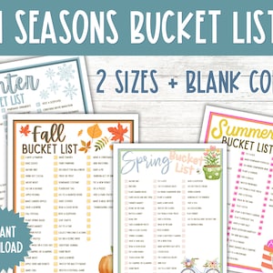 Seasonal Bucket List, Printable Fall, Winter, Spring, Summer Activities, Fun Seasonal Games & Activities