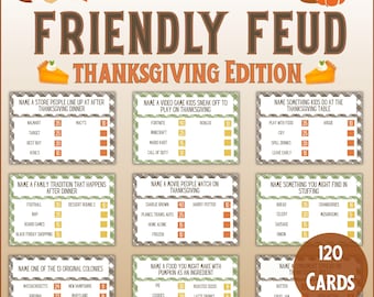 Thanksgiving Freundliche Fehde, druckbares Thanksgiving-Spiel, Herbstaktivität für Kinder und Erwachsene, Thanksgiving-Trivia, Thanksgiving-Partyspiel