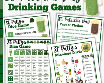 St Patrick's Day Drinking Games | St Patty's Party Games | Printable St Patricks Game | Adult Games | Drinking Dice Game | Irish Trivia