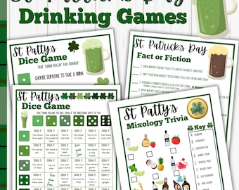 St Patrick&#39;s Day Drinking Games | St Patrick&#39;s Day Games | Printable St Patrick&#39;s Game | Adult Games | Drinking Dice Game | Irish Trivia