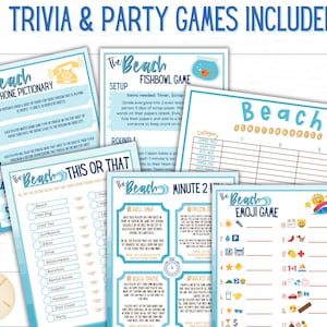 Beach Game Set | Printable Summer Beach Game Bundle | Kids Adults Teens ...