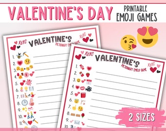 Valentine's Day Emoji Game | Valentines Party Game | Valentines Day Game | Valentines Emoji Game | 2 Printable Games | Classroom Games | PDF