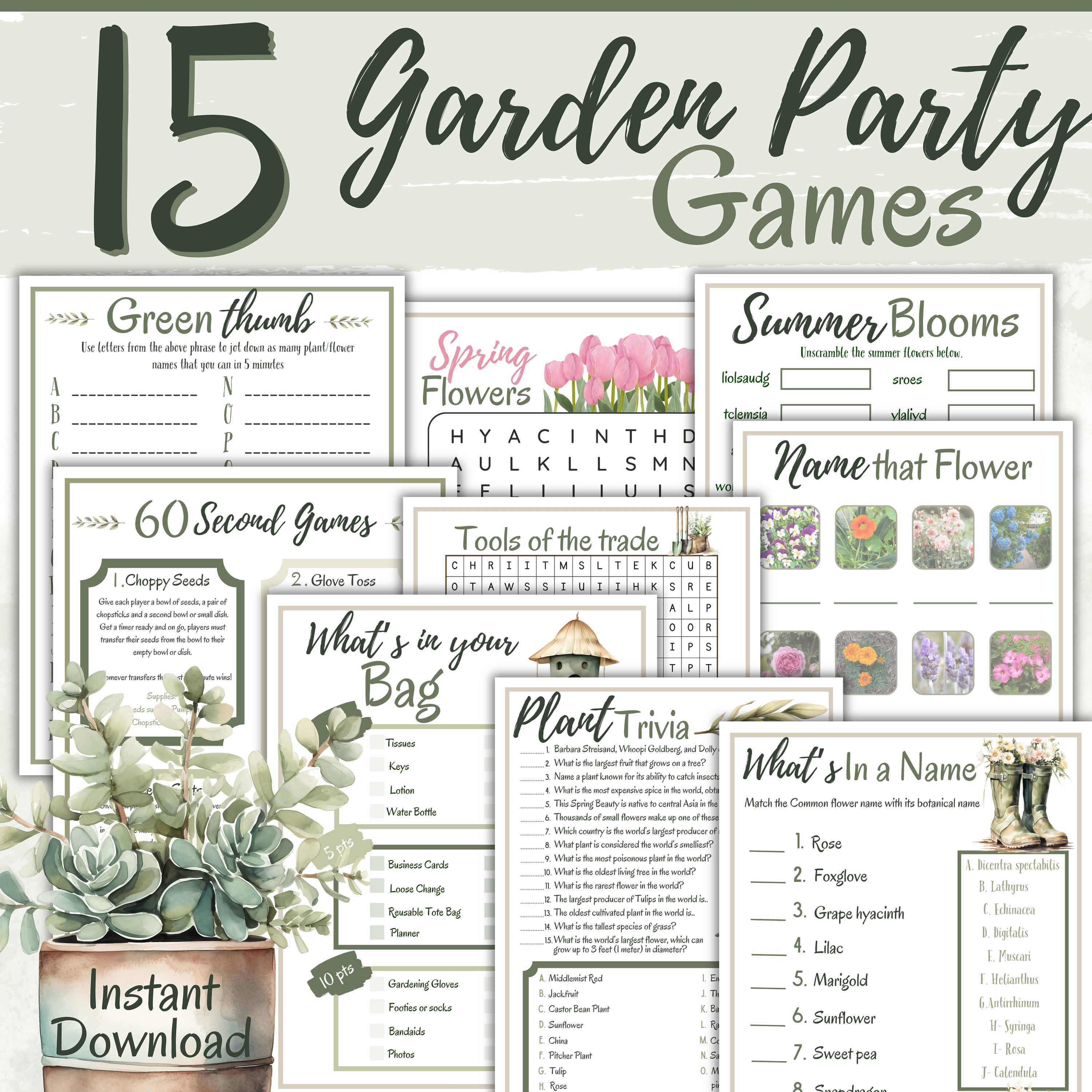 Garden Party Games | Spring Games | Garden Club | Gardeners Games | Horticultural Games | Flower Games | Gardening Activities | Senior Group