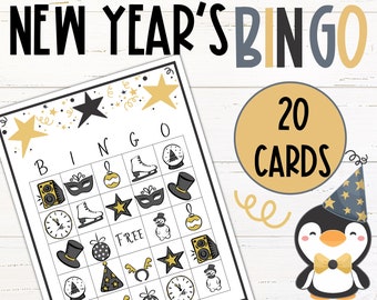 Near Year's Eve Bingo | Printable New Year Games | New Year's Eve Games | New Year's Bingo Game | Bingo Party Games