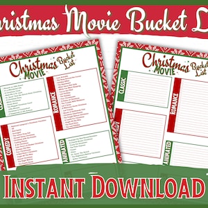 Christmas Movie Bucket List | Christmas Movies | Watch List | Movie Party Game | Holiday Party Activity | Instant Download | Family | Office