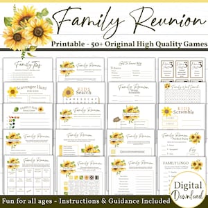 Family Reunion Games, HUGE 50+ Reunion Game Set, Fun Family Reunion, Printable Reunion Games, Family Games and Activities, Reunion Ideas