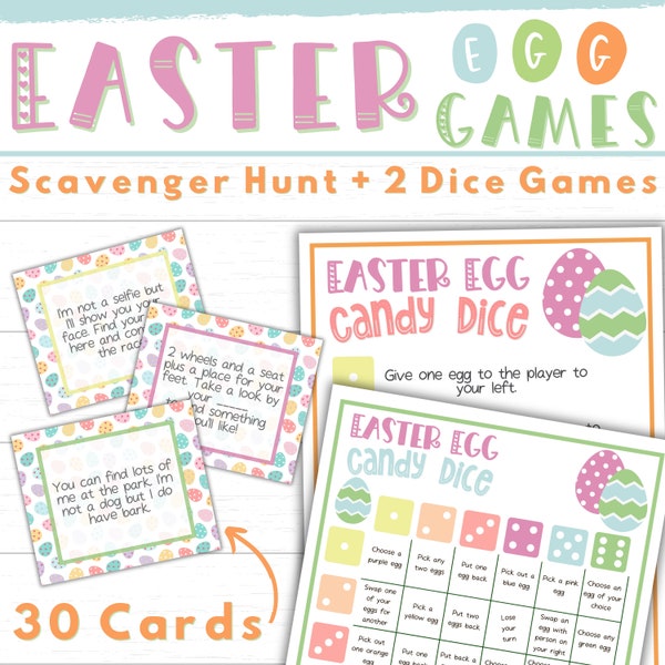 Easter Scavenger Hunt | Easter Egg Hunt | Easter Hunt Clues | Easter Dice Game | Easter Treasure Hunt | Indoor | Outdoor | Kids | Tweens