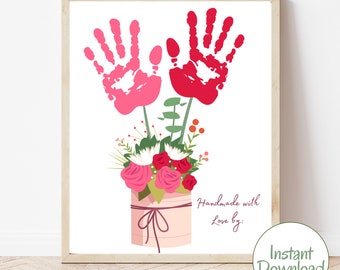 Mothers Day Handprint Printable | Handprint Art | Handprint Craft |  Handprint Flower | Handprint Art for Mom | toddler | baby | Grandma