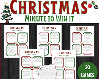 Family Christmas Games, Christmas Minute to Win It Games, Printable Christmas Games for kids and adults, Holiday Party Games, Family Games