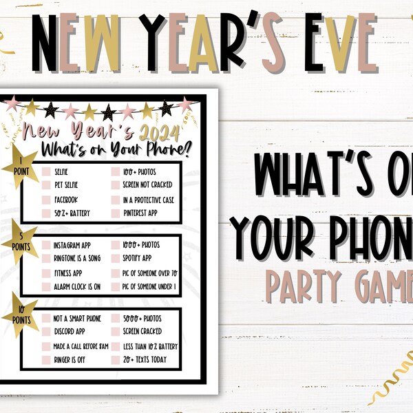 Near Years What's on Your Phone Game | Printable New Year Games | New Year's Eve Games | Teen New Year's Phone Games | Phone Party Games