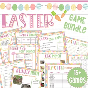 Easter Games Printable | Easter Activities | Kids Easter Games | Easter Activity | Easter Game | Printable Easter Trivia Games | 15 Games