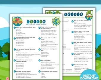 Earth Day Printable Activity | Earth Day Trivia | 2 Earth Day Printable Trivia Game for Kids | Earth Day Coloring Page | Earth Day Worksheet