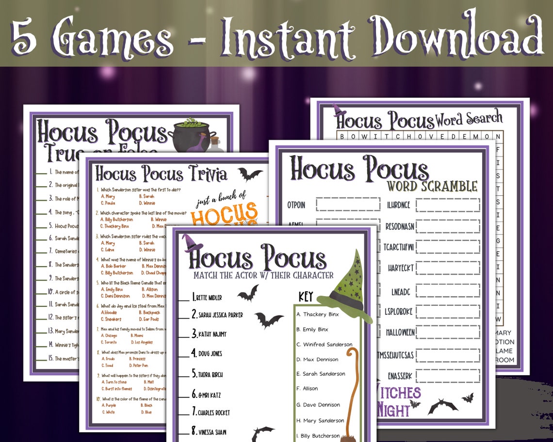 Hocus Pocus Trivia, Hocus Pocus Games, Hocus Pocus, Halloween Party ...