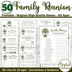 50 Fun Family Reunion Games, Family Picnic, Family Outing Games, Printable Reunion Games, Icebreaker Games, Team Games for All Ages