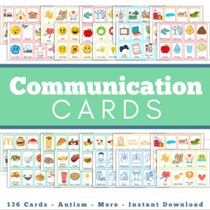 コミュニケーション カード | 自閉症コミュニケーション | 印刷可能な自閉症絵カード 136 枚 | 選択性緘黙症 | 言語療法 | 自閉症の非言語