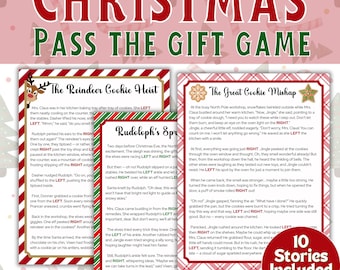 Pass das Geschenkspiel, Weihnachtsgeschenkbörse Links Rechtsspiel für alle Altersgruppen, Enthält 10 druckbare Passgeschichten mit Urlaubsthemen