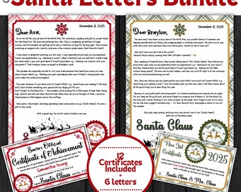6 druckbare Briefe von Santa, anpassbare Santa Letters PLUS 12 passende freche oder nette Listenzertifikate für Kinder in dieser Weihnachtszeit