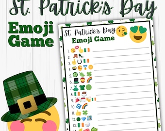 St Patricks Emoji Game | Emoji Pictionary | St Pattys Emoji Game | Printable St Patrick's Party Game | Kids | St Paddys Game | Classroom