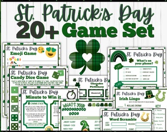 St Patricks Day Games | 20 Printable Games | St Pattys Game Set | St Patrick's Party Game | Kids | St Paddys Game | Classroom Games | Office
