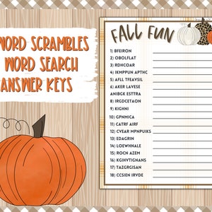 Fall Game bundle, Autumn Game bundle, Party Games, Fall Printable, Autumn Party Games, Fall Word Scramble, Adult Fall Game, Fall Word Search imagem 2