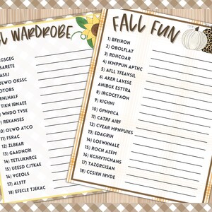 Fall Game bundle, Autumn Game bundle, Party Games, Fall Printable, Autumn Party Games, Fall Word Scramble, Adult Fall Game, Fall Word Search imagem 4