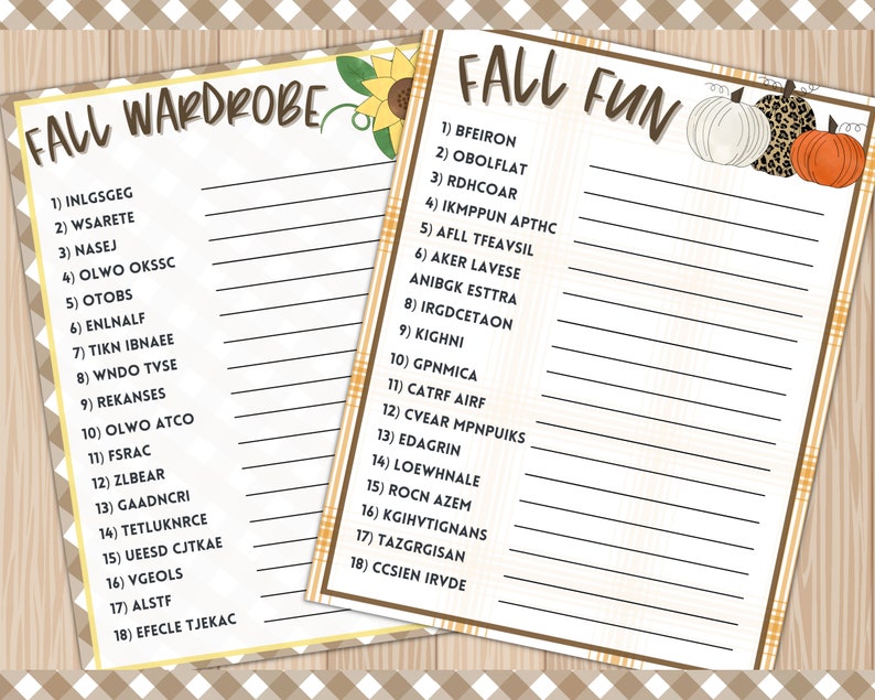 Fall Game bundle, Autumn Game bundle, Party Games, Fall Printable, Autumn Party Games, Fall Word Scramble, Adult Fall Game, Fall Word Search imagem 4