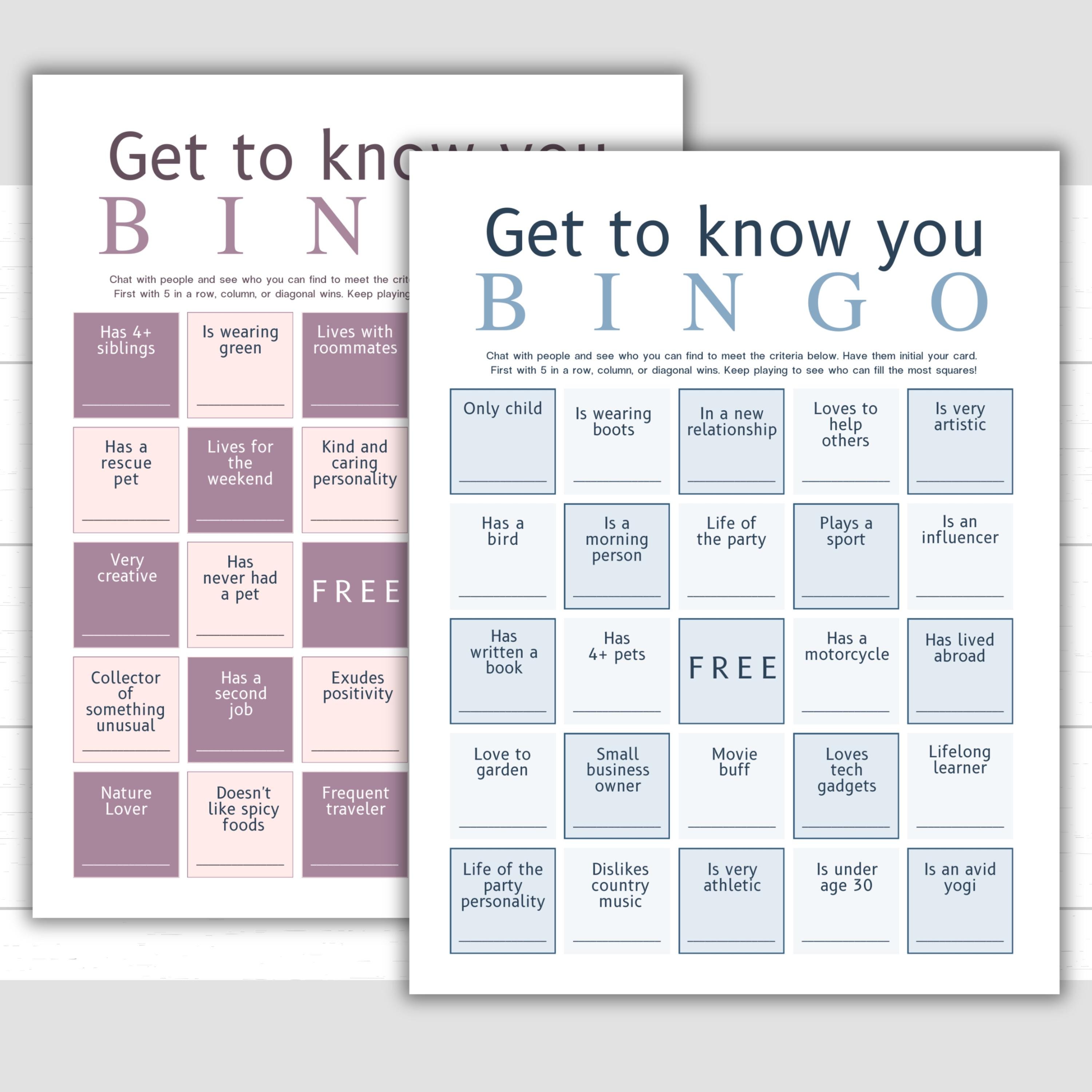 Get to Know You Bingo | Find Someone Who | Coworker Bingo | Get to Know ...