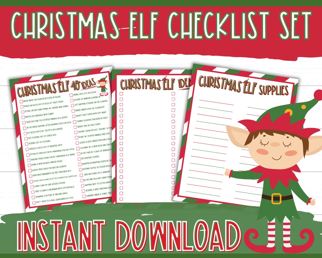 Elf Checklist Christmas Elf Holiday Elf Organizer Elf Kit Kid