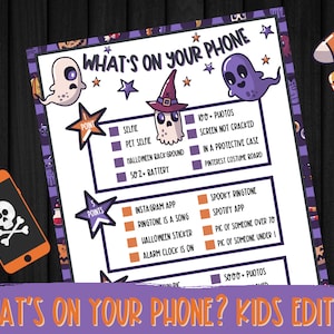 Halloween Whats on your phone game, Halloween What's on your phone game, Party game, Halloween Printable Kids game, Kids Halloween Game