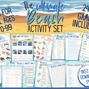 Beach Game Set | Printable Summer Beach Game Bundle | Kids Adults Teens Families | Summer Activities | Vacation Game | Ocean | Beach | Shore