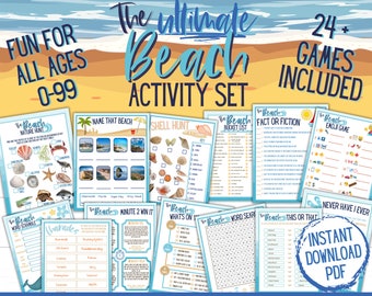 Beach Game Set | Printable Summer Beach Game Bundle | Kids Adults Teens Families | Summer Activities | Vacation Game | Ocean | Beach | Shore